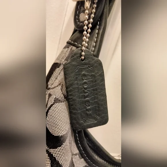 Coach Signature Patterned Black and Grey Handbag - Picture 5 of 12